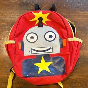 Hanna Andersson Red Robot Backpack with Yellow Accents